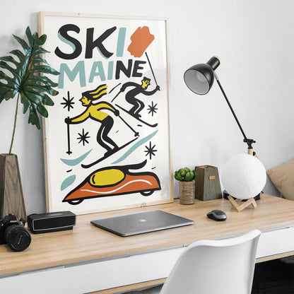 Ski Maine Retro Poster