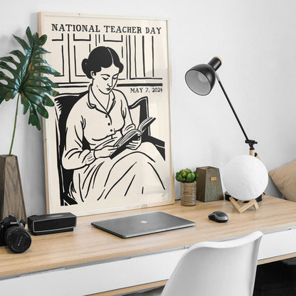 National Teacher Day Retro Poster