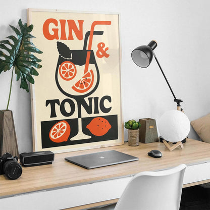 Gin & Tonic Cocktail Poster Print