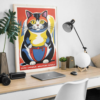 Japanese Sumo Cat Poster