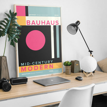 Bauhaus Modern Geometric Pink Art Print