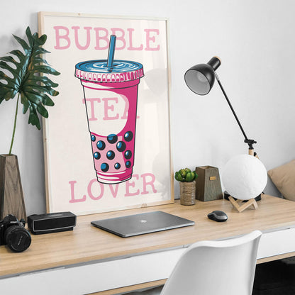 Pink Bubble Tea Wall Art