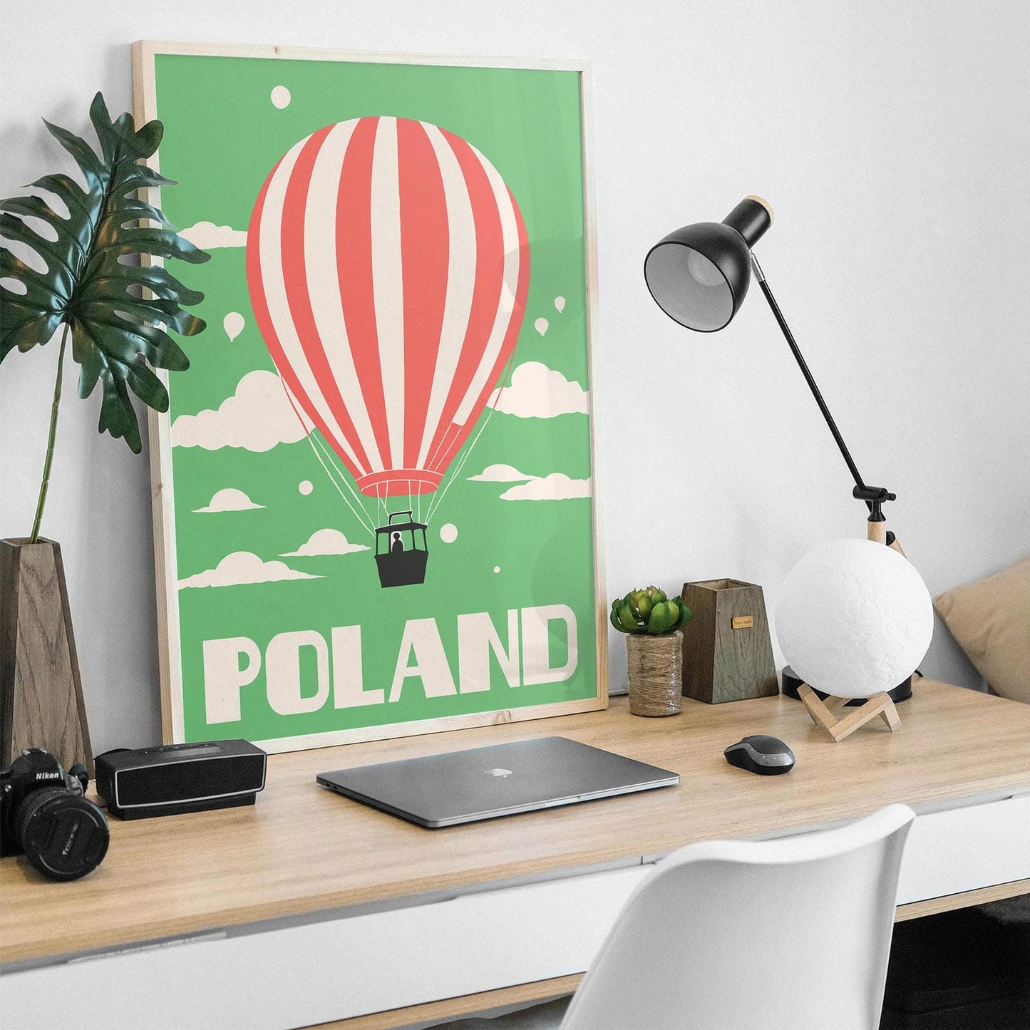 Poland Hot Air Balloon Travel Poster