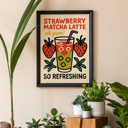 Strawberry Matcha Latte Poster