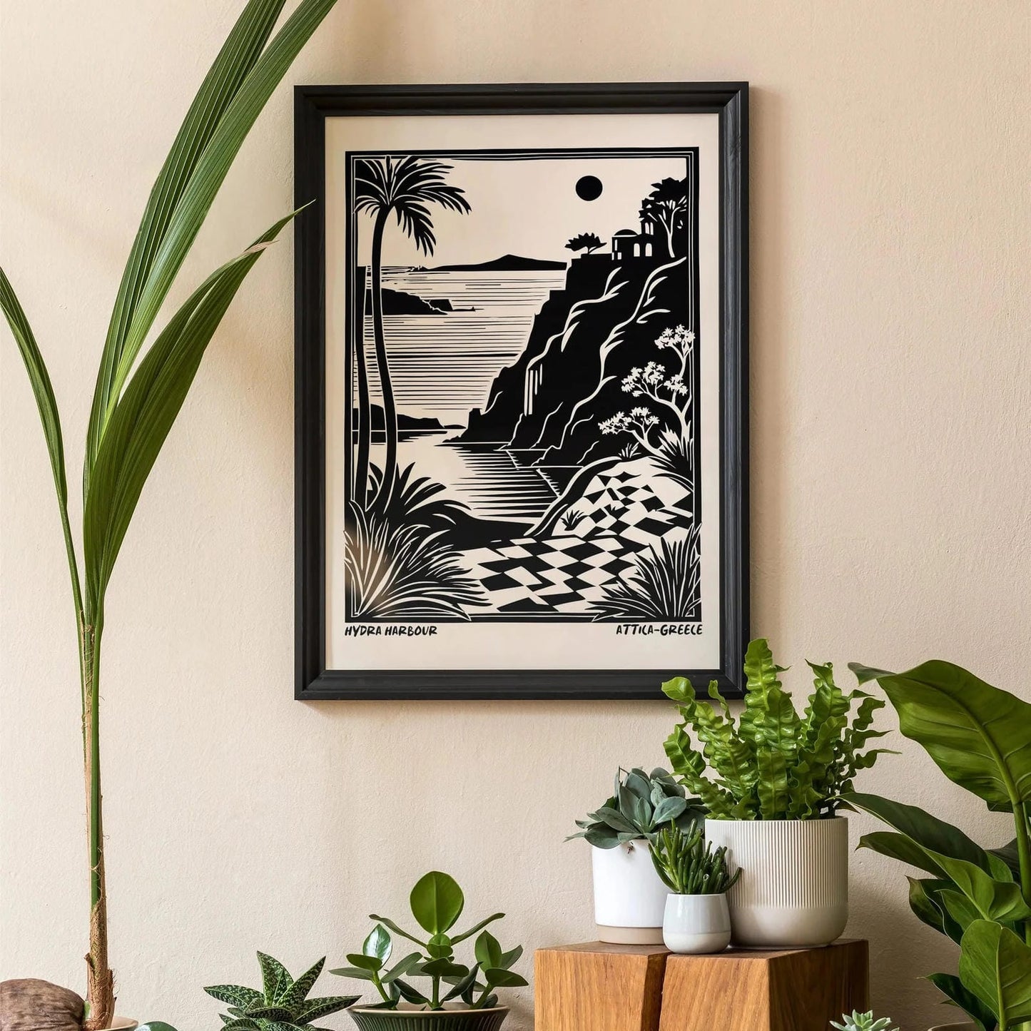 Greece Hydra Harbour Art Print