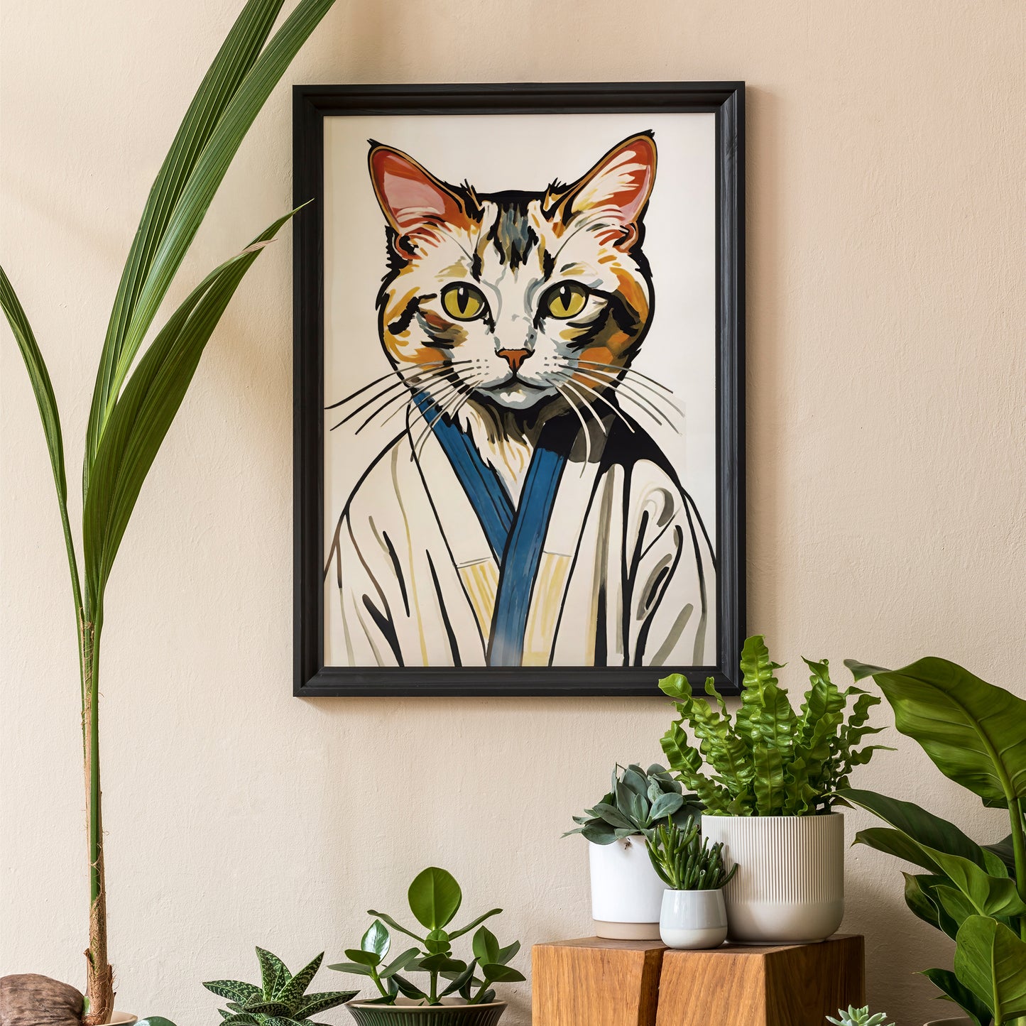 Cat in Bathrobe Wall Art Poster