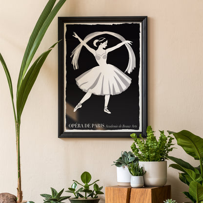 Opera De Paris - Black and White Ballerina Poster