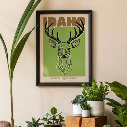 Idaho Vintage Deer Travel Poster