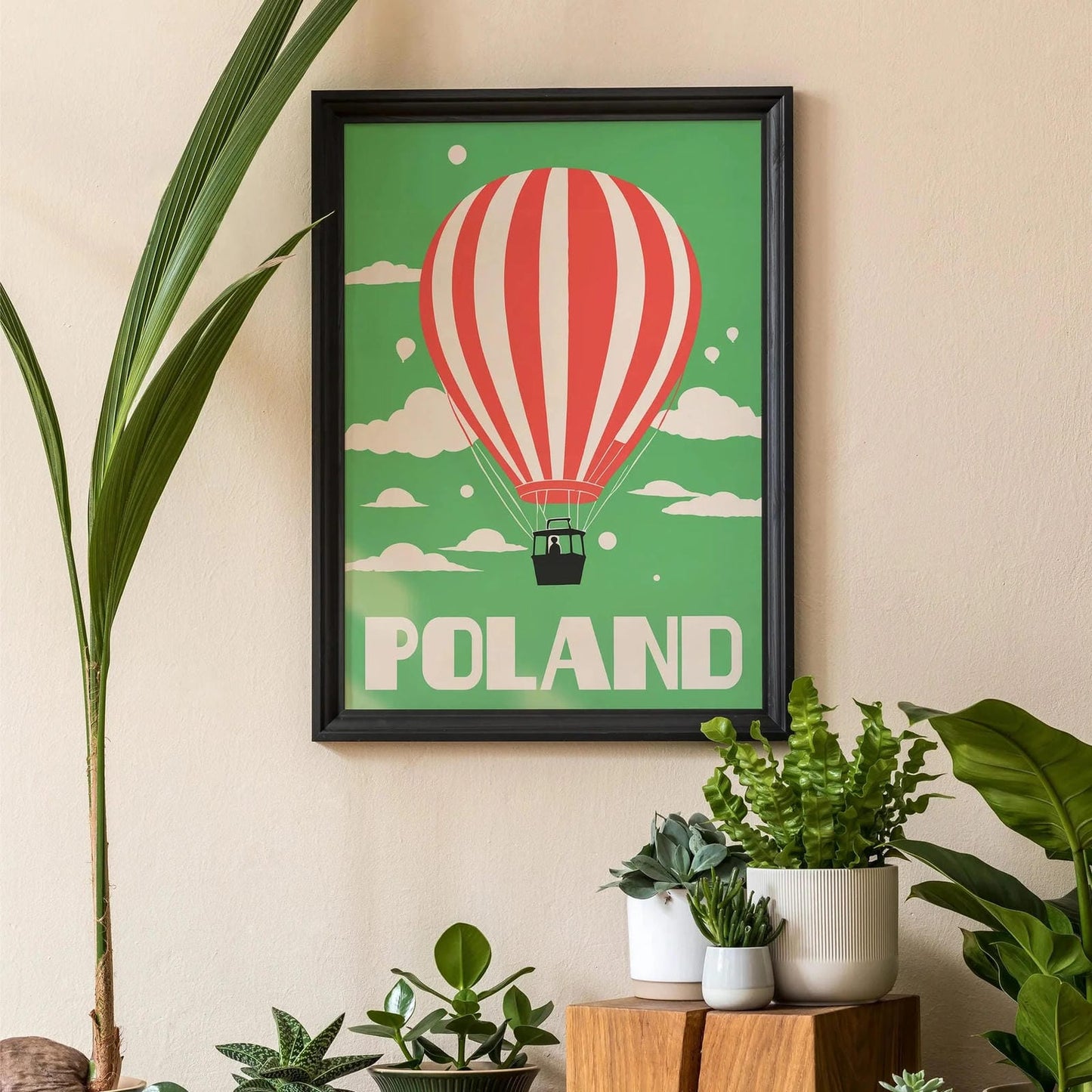 Poland Hot Air Balloon Travel Poster