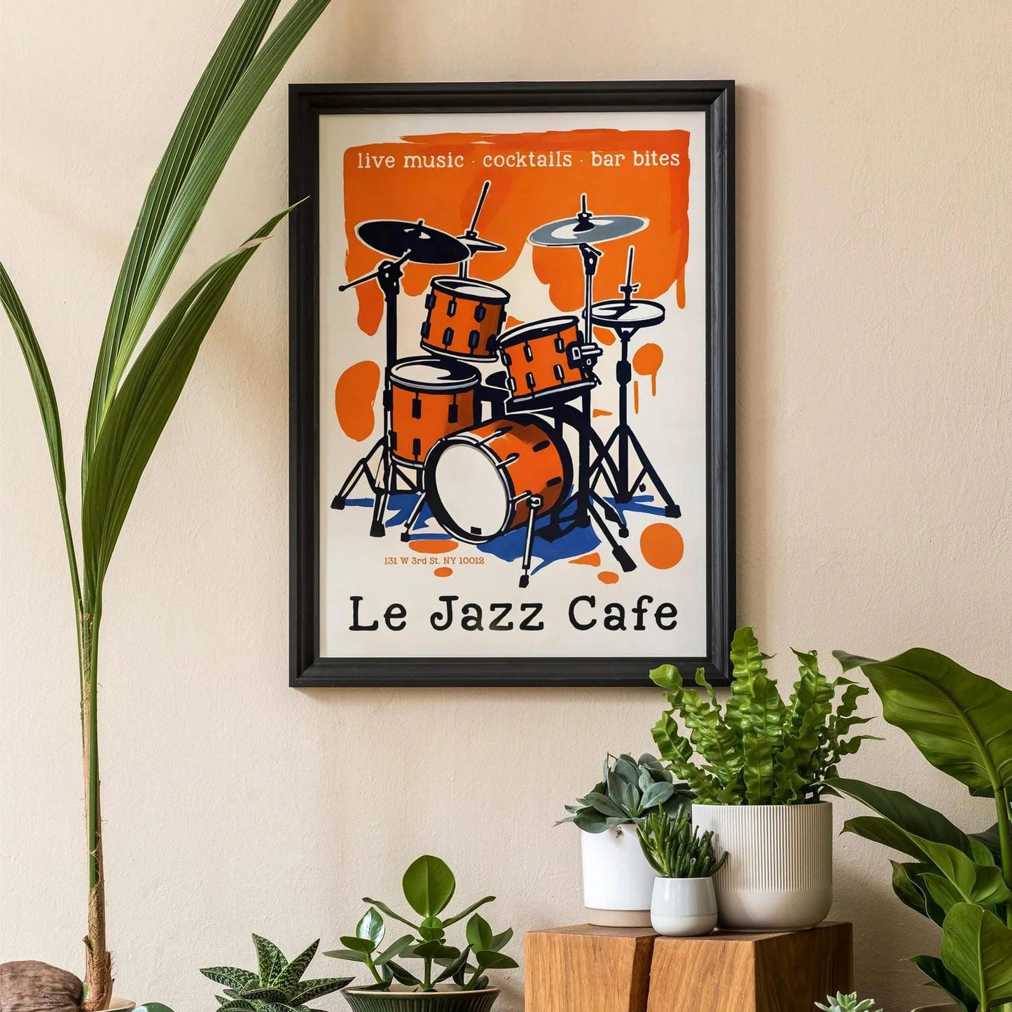 Le Jazz Cafe Live Music Drum Kit Poster