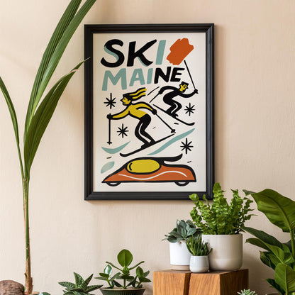 Ski Maine Retro Poster