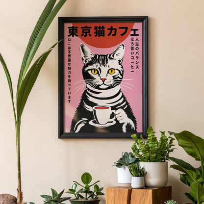 Tokyo Cat Café – Coffee & Charm Poster