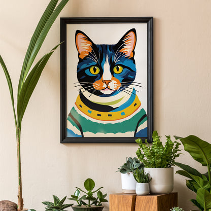 Cat in Sweater Art Poster