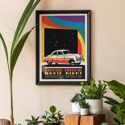 Vintage Drive-In Movie Night Poster