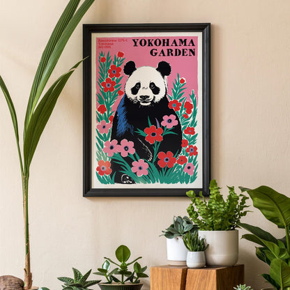 Pink and Red Floral Panda Print
