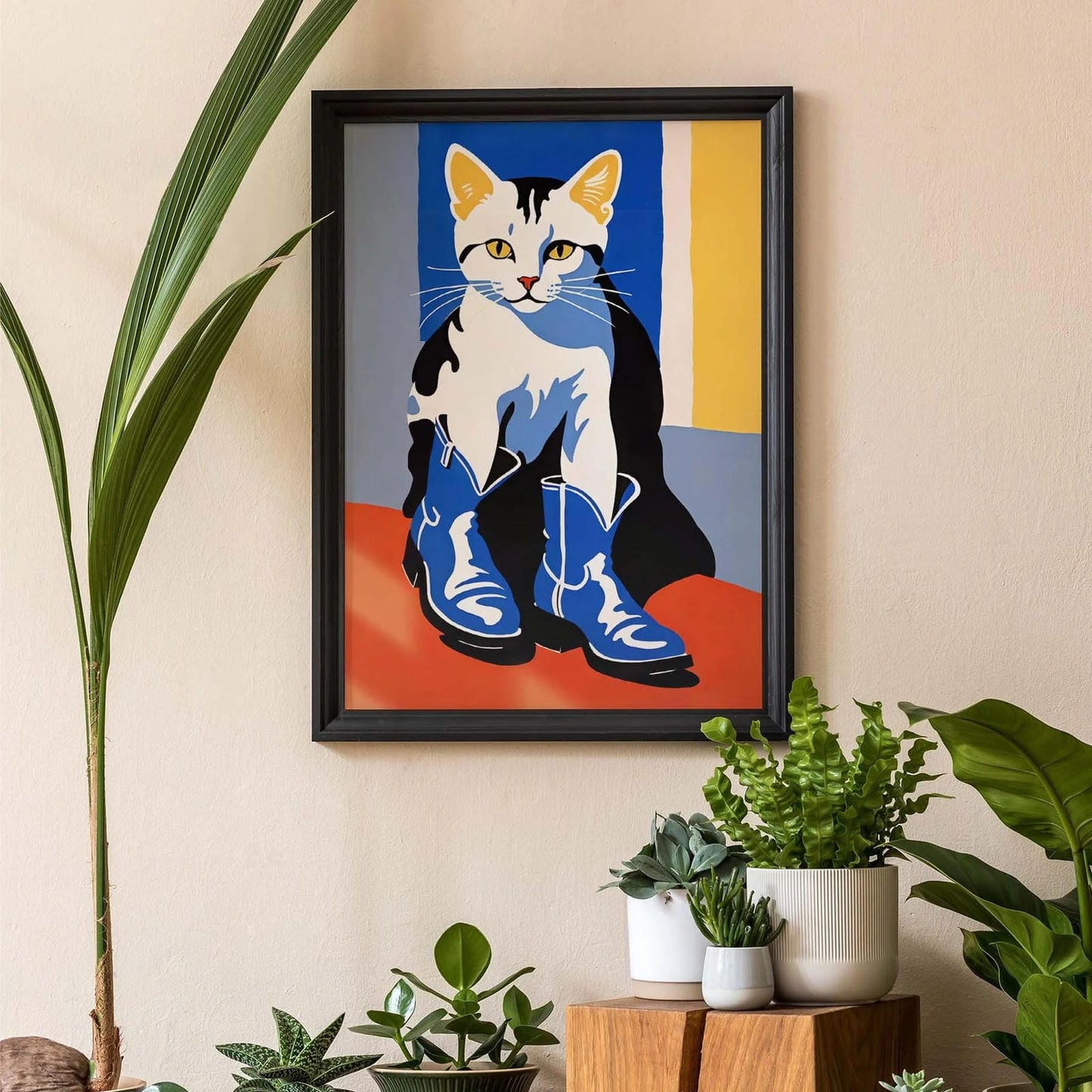 Pop-Art Cat with Boots Wall Print
