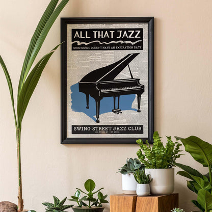 All That Jazz Vintage Piano Poster