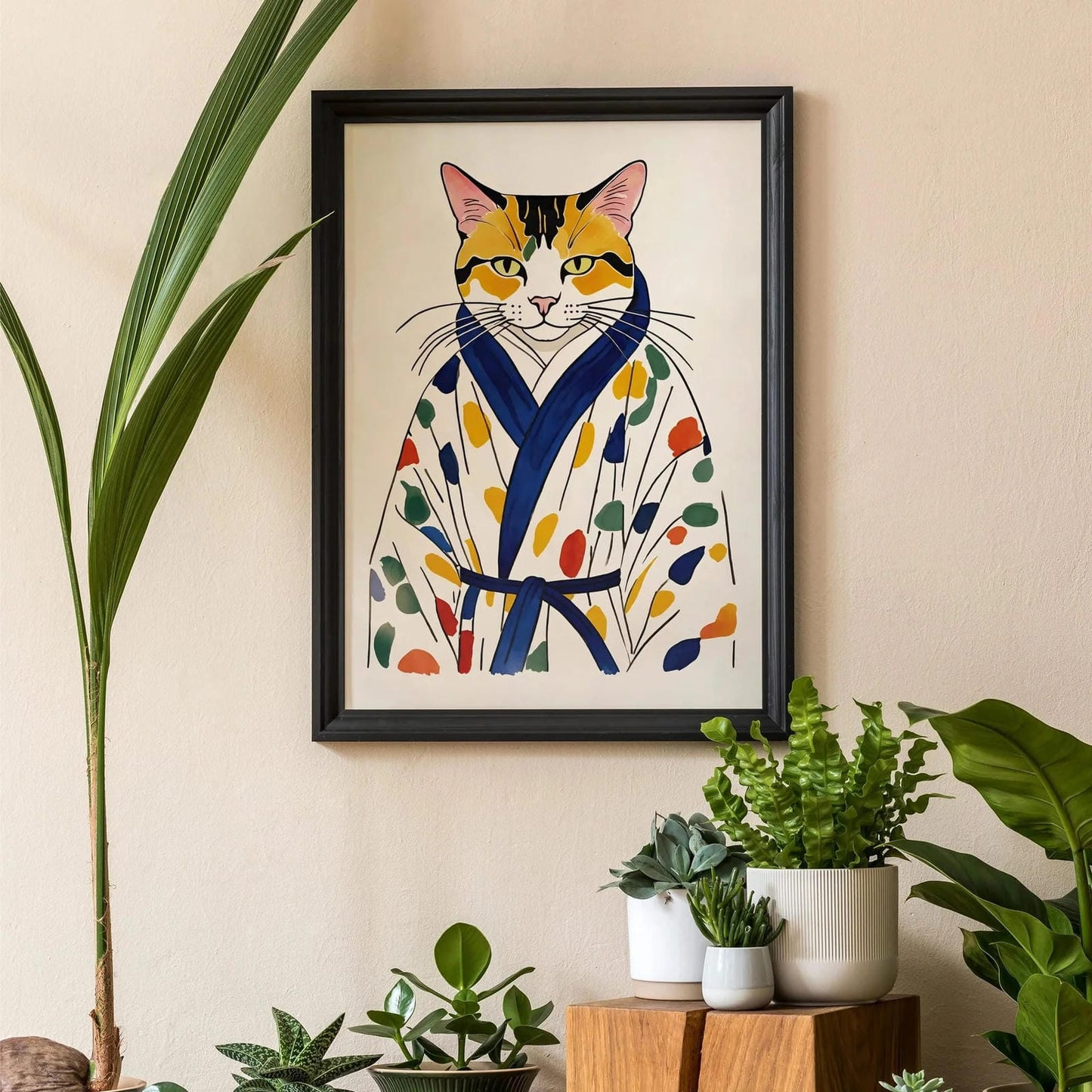 Calico Cat in Kimono Print