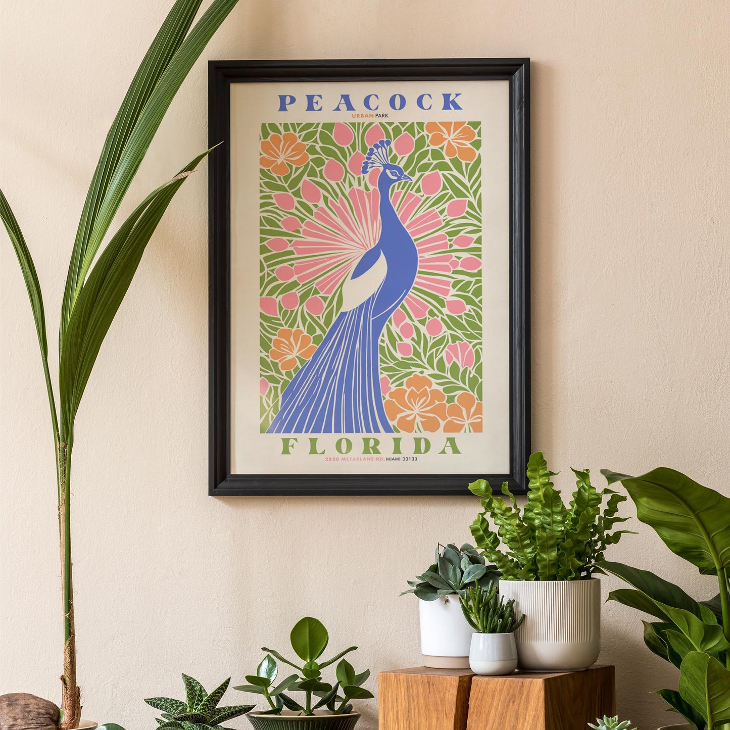 Peacock Urban Park Florida Poster