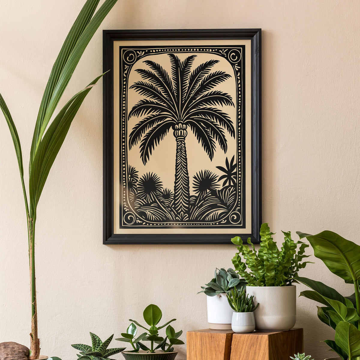 Black Palm Wall Art Print
