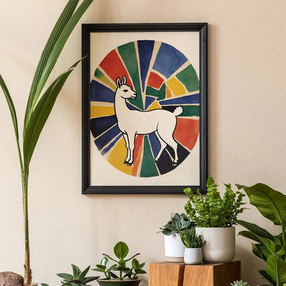 Llama in Rainbow Rays Art Print