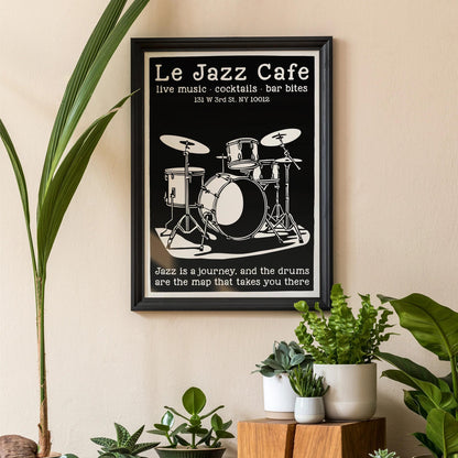Le Jazz Cafe Black and White Poster