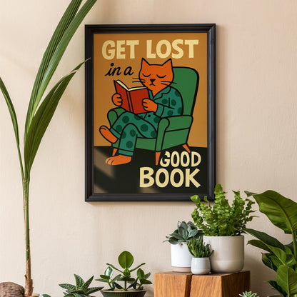Good Book Reading Cat Print
