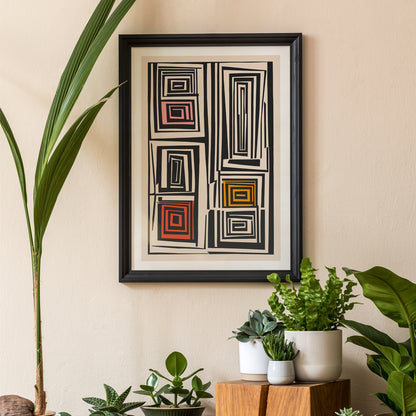 Black Geometric Simple Shapes Art Print