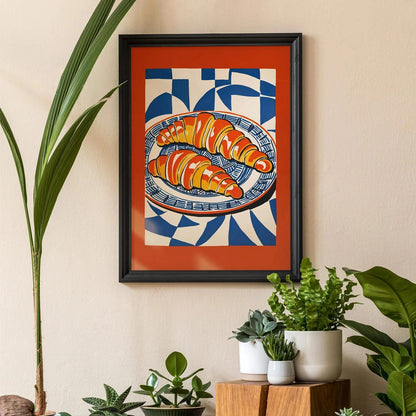 Golden Croissants Breakfast Art Print