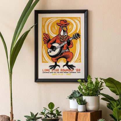 Lone Star Roundup Banjo Rooster Poster