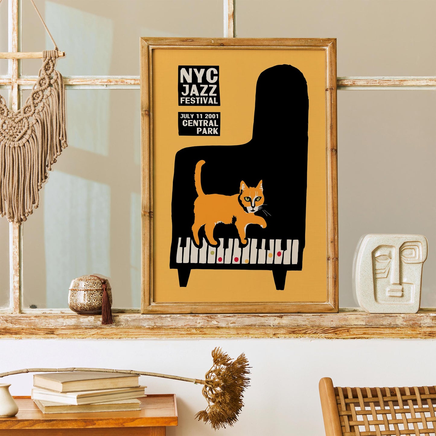 NYC Jazz Festival Cat Piano Poster Print