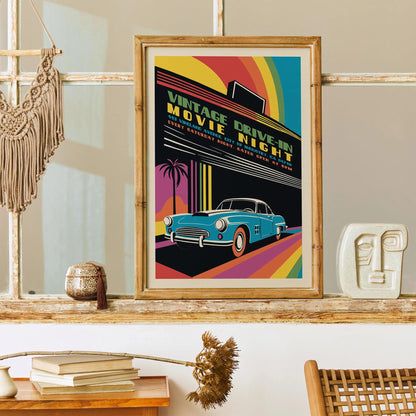 Retro Drive-In Movie Night Poster
