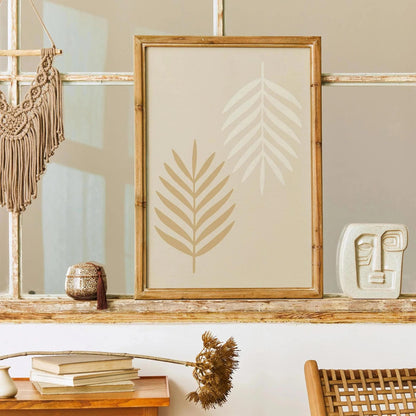 Boho Japandi Wall Art – Minimalist Leaves Poster