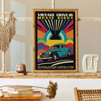Vintage Drive-In Movie Night Poster