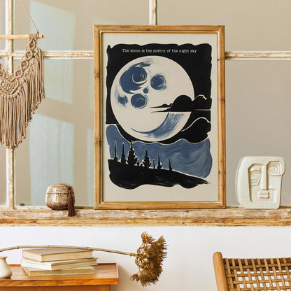 Moon Over Forest Art Poster