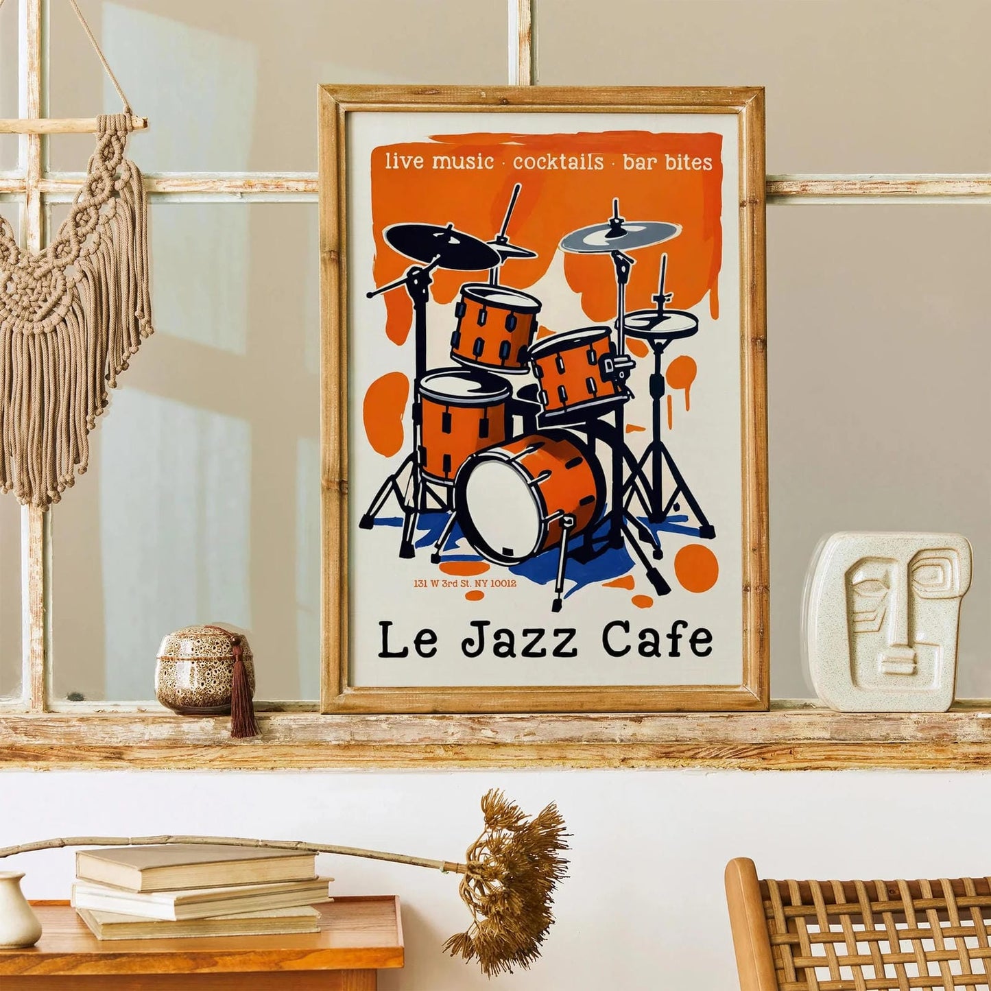Le Jazz Cafe Live Music Drum Kit Poster