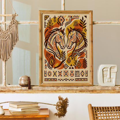 Afrohemian Horse Portrait Art Poster
