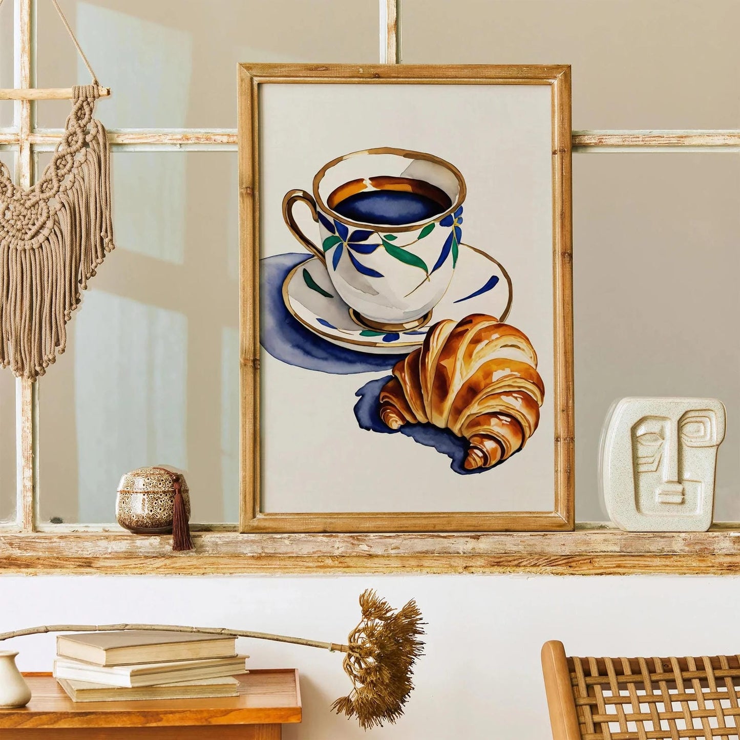 Morning Coffee and Croissant Art Print