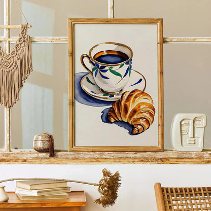 Morning Coffee and Croissant Art Print