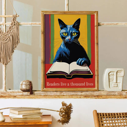 Cat & Book Motivational Art Print