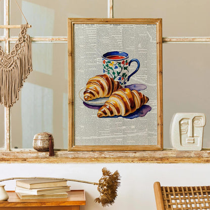 Coffee and Croissant Collage Poster