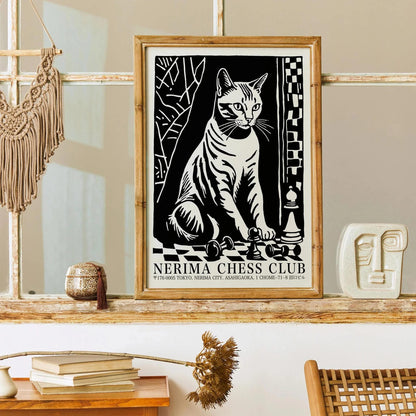 Nerima Chess Club Cat Wall Art Poster