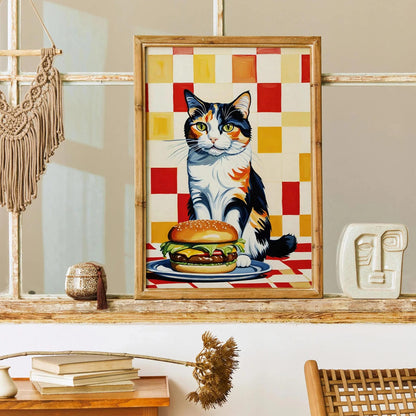 Calico Cat & Burger Delight Poster