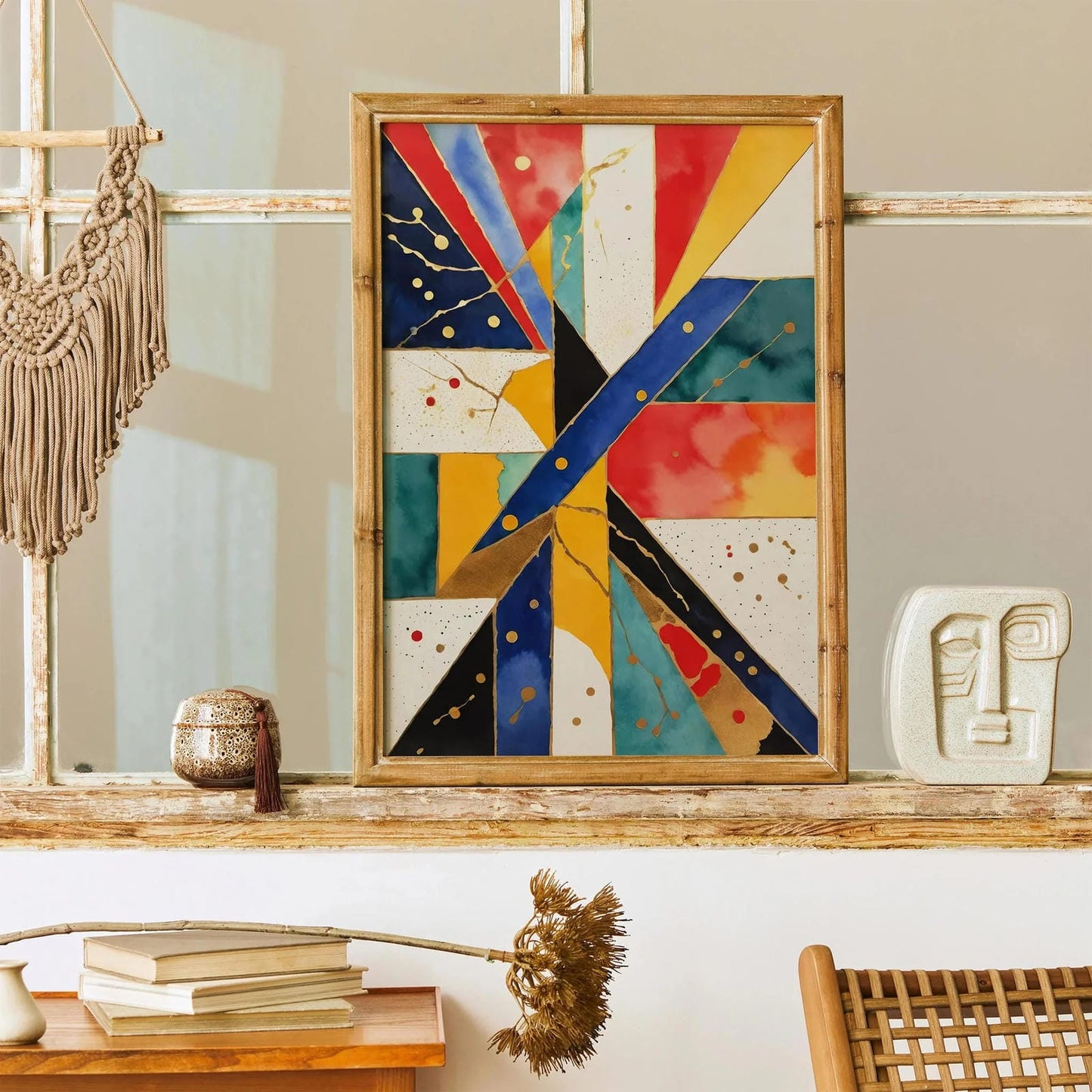 Abstract Geometric Gold Accent Art Print