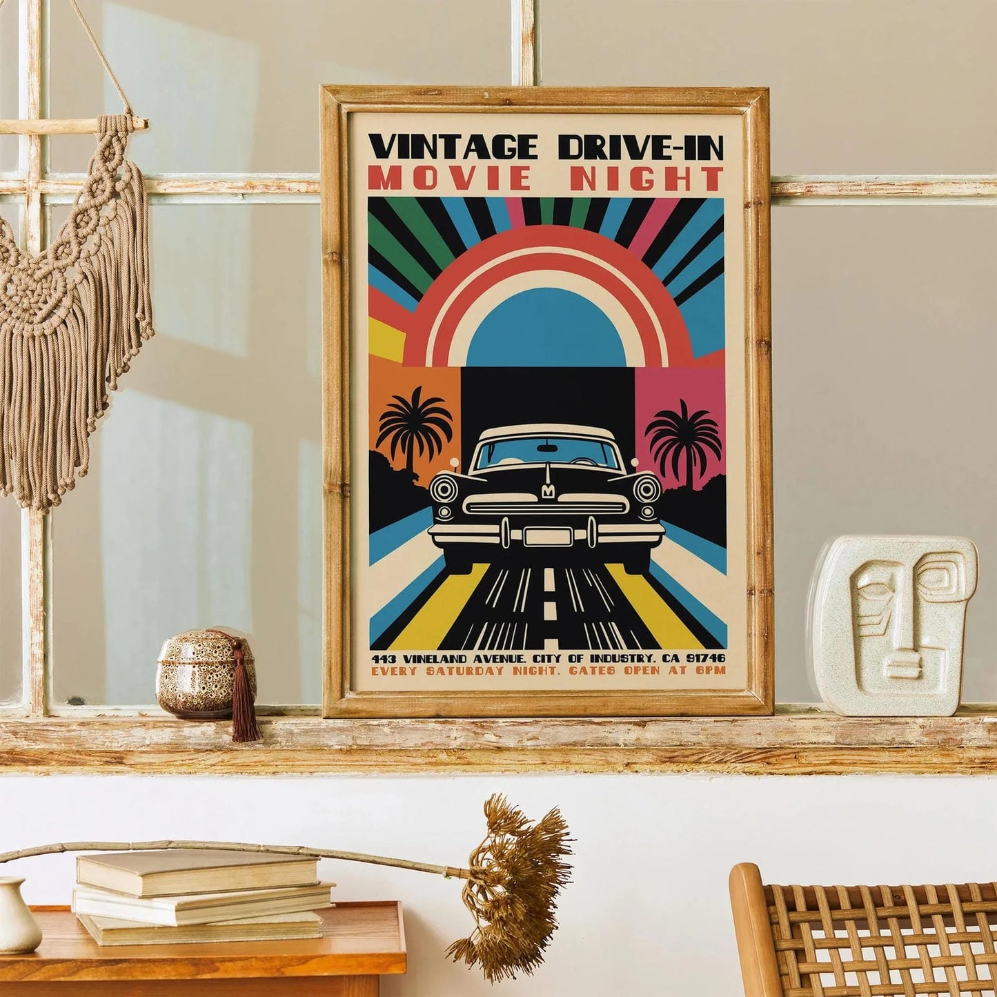 Vintage Drive-In Movie Night Art