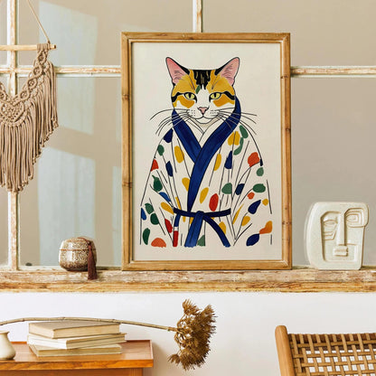 Calico Cat in Kimono Print