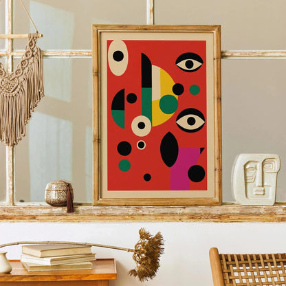 Abstract Red Mid-Century Modern Art