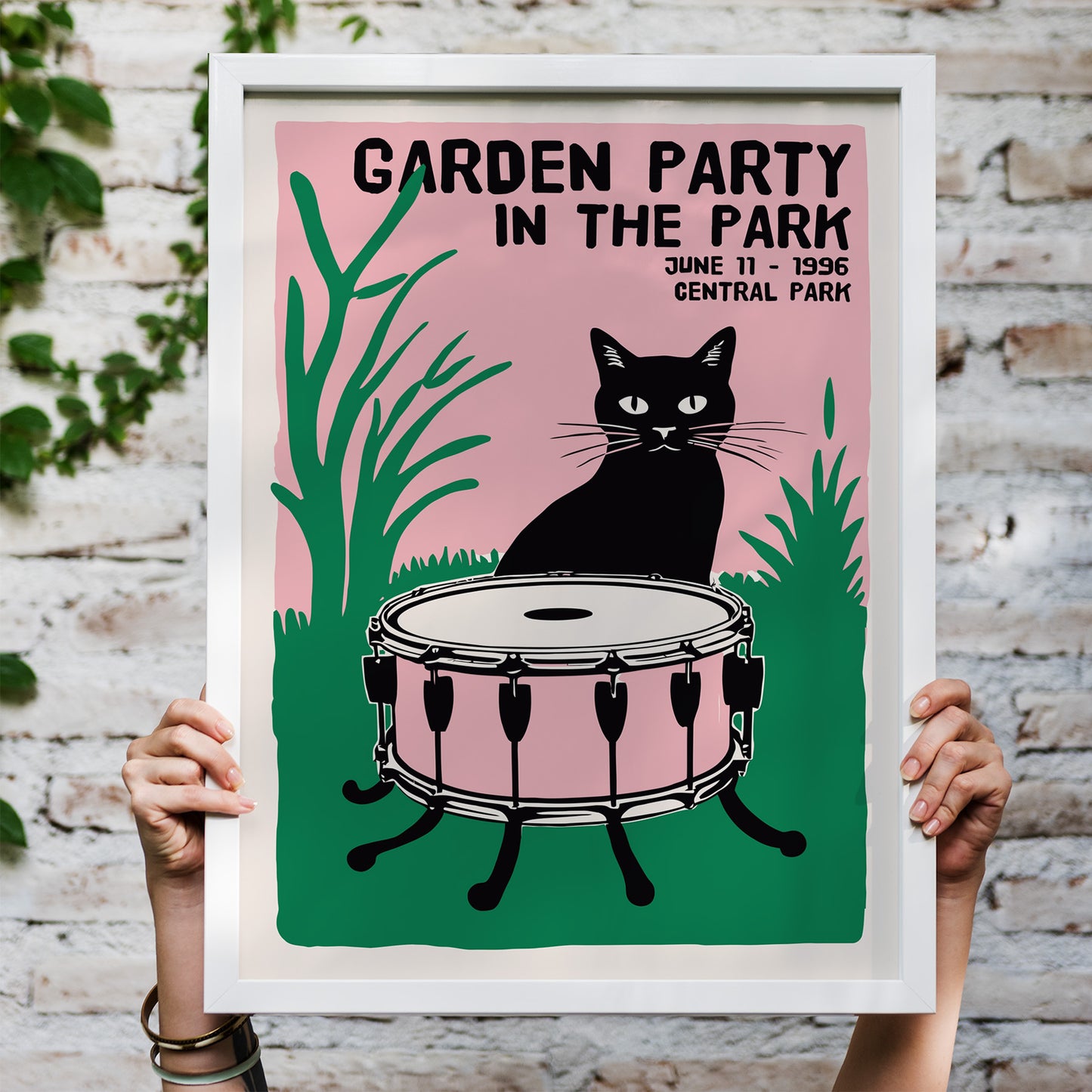 Garden Party in the Park 1996 Cat Drum Poster