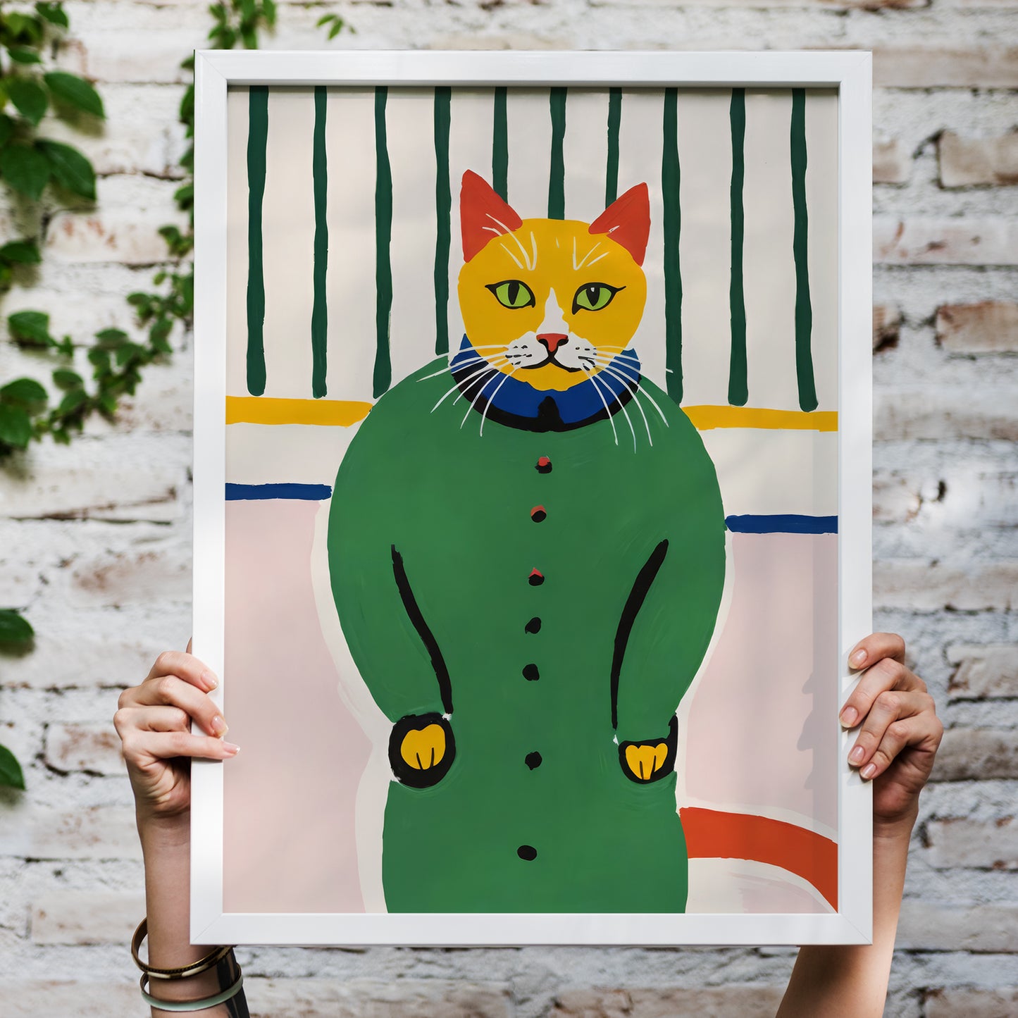 Cat Fashionista Retro Art Print