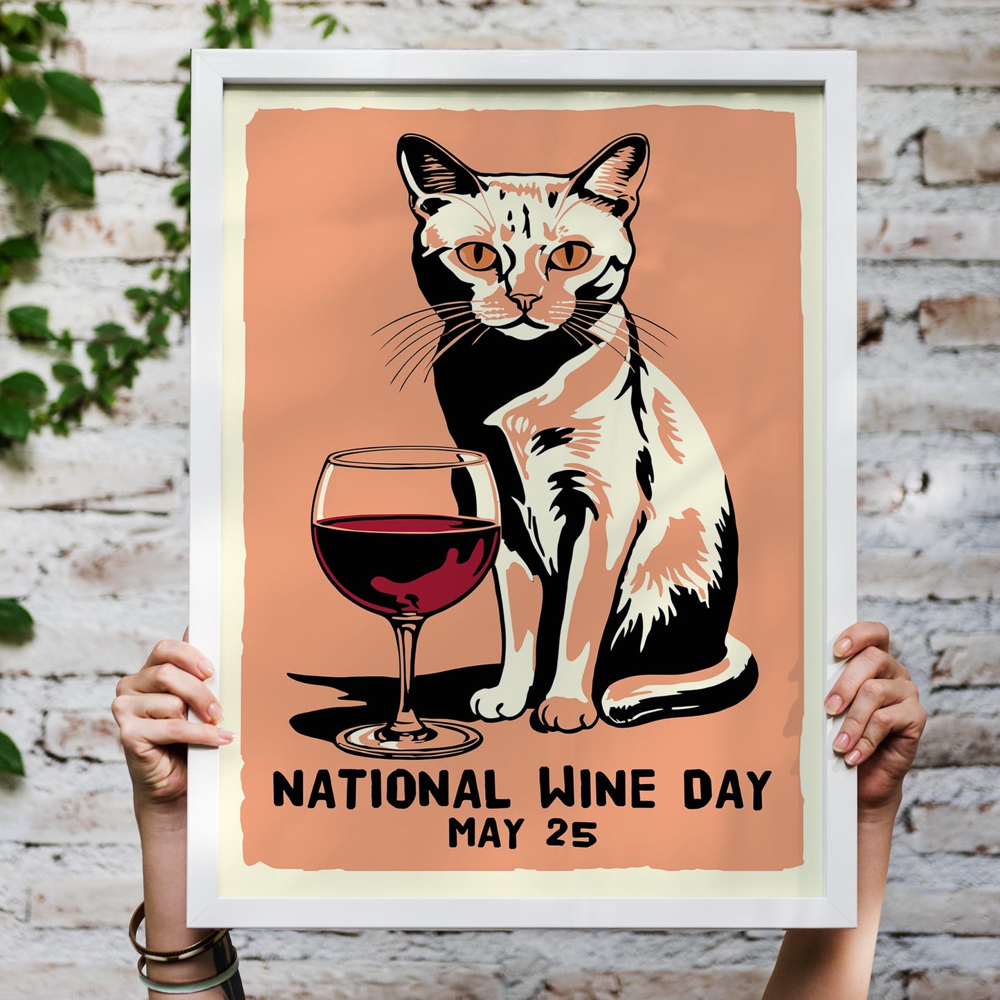 National Wine Day Cat Print